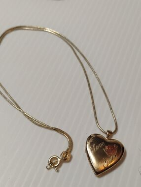 925 Italy Stamped Love Heart Floral Locket Likey Gold Plated